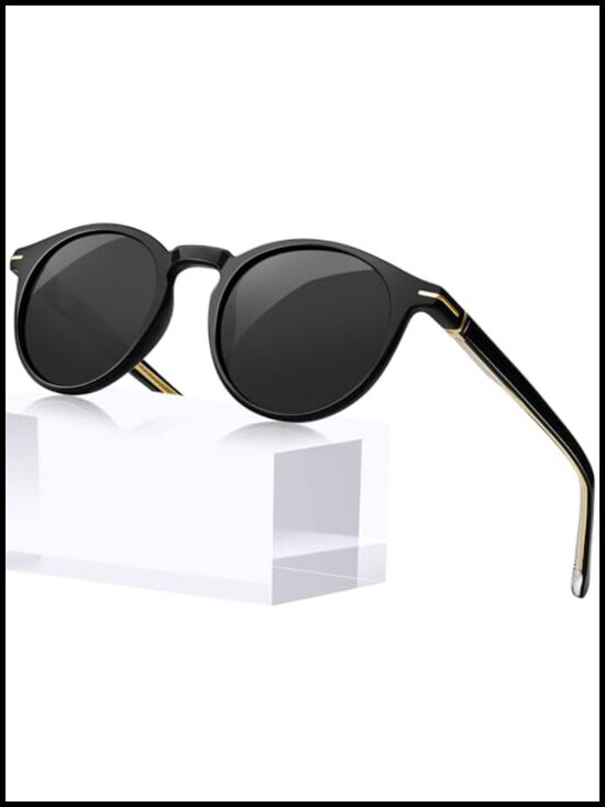 Retro Round TR90 Acetate Polarized Sunglasses with Case main image 4